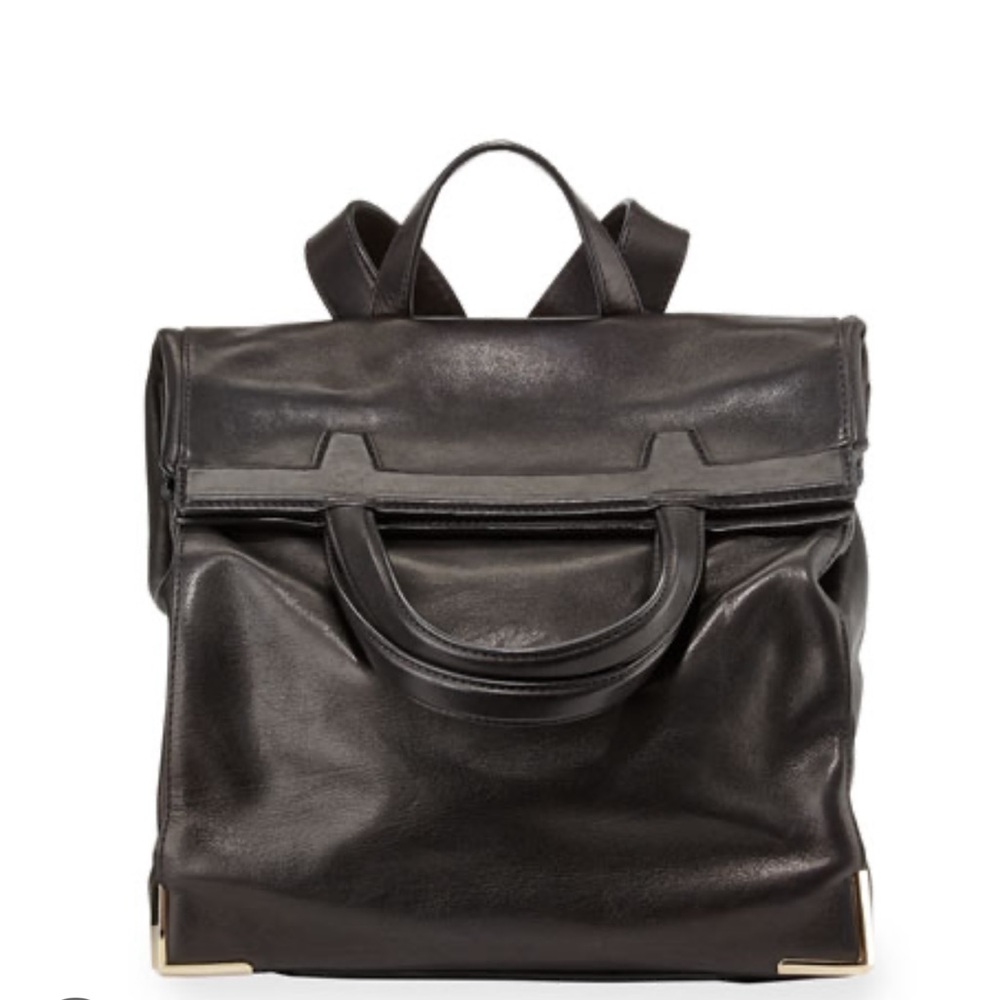 ALEXANDER WANG Black Prisma Skeletal Softest leather Fold Over Backpack